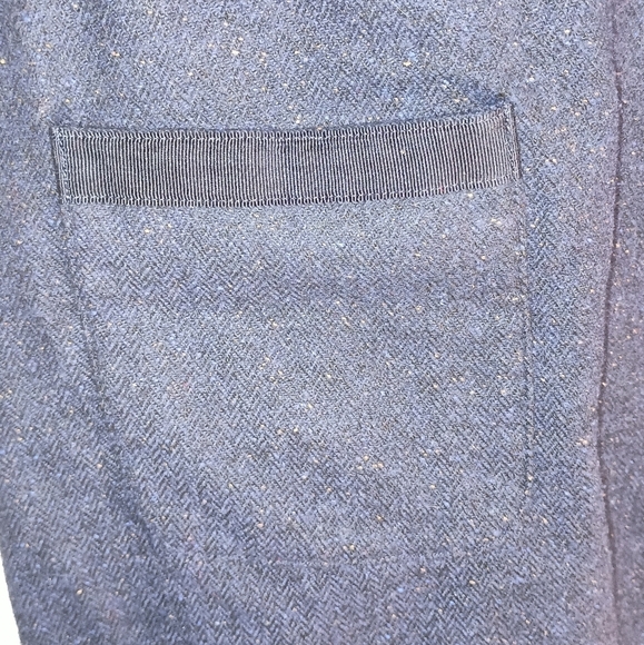 BANANA REPUBLIC Navy Blue Speckle Tweed Flannel Wool Fringe Sheath Dress(#1,092) - Picture 5 of 10